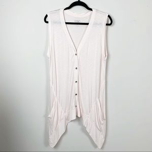 LOGO by Lori Goldstein Pink Sleeveless button Top